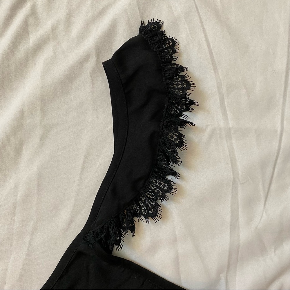 NWOT Free People Black Lace Trimmed Gothic Fairycore Babydoll Top - Picture 5 of 9